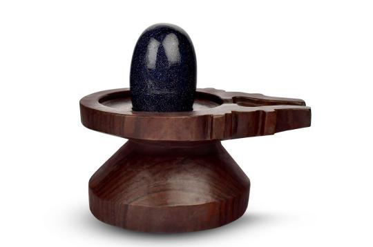 Blue Sunstone Lingam with Stone Yoni base