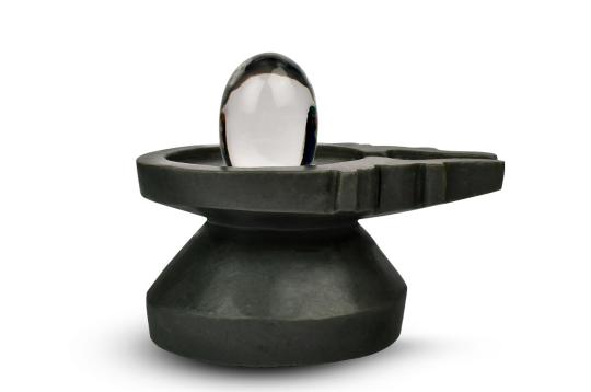Sphatik Lingam with Stone Yoni base