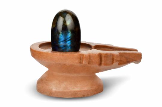 Labradorite Lingam with Stone Yoni base