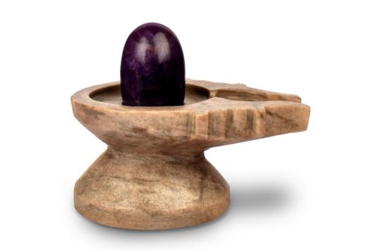 Amethyst Lingam with Stone Yoni base