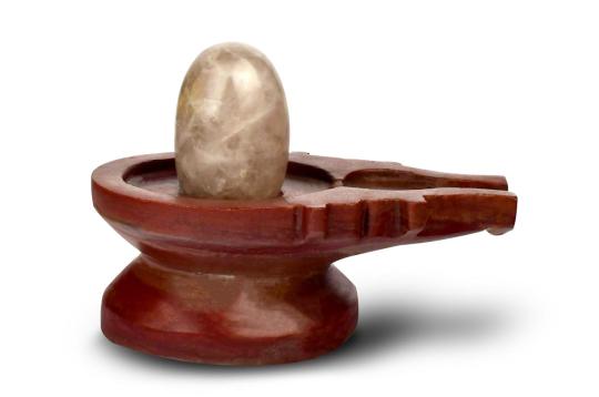 Smoky Quartz  Lingam with Stone Yoni base