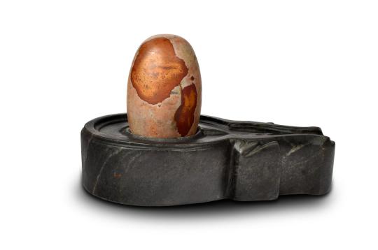 Narmada Shivling with Black Marble Yoni Base - XI