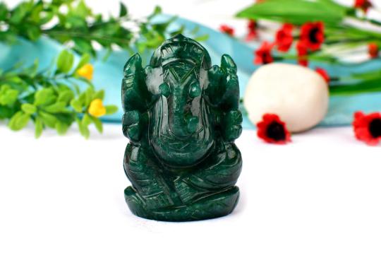 Ganesha in Green Aventurine - 178 gms