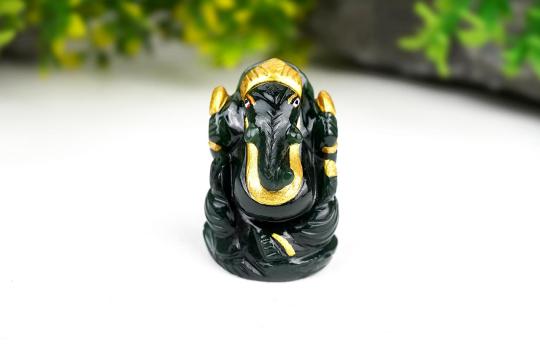 Ganesha in Columbian Green Jade  - 65 gms - I