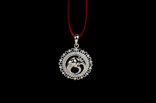 Om Locket in Pure Silver with stonework - XI