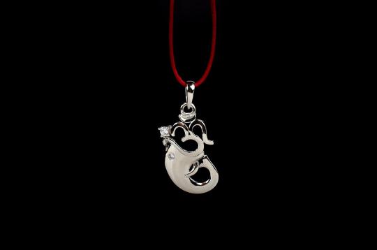 Om Locket in Pure Silver with stonework - IX