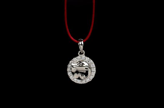 Om Locket in Pure Silver with stonework - XII