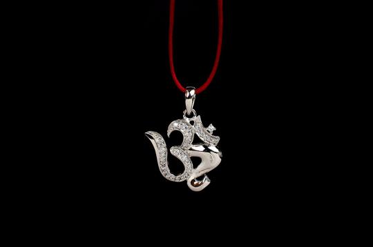 Om Locket in Pure Silver with stonework - XIII