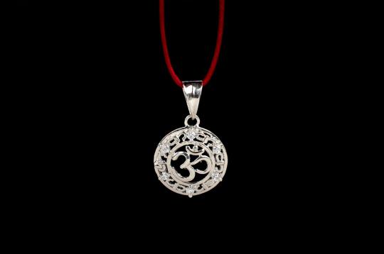 Om Locket in Pure Silver with stonework - II