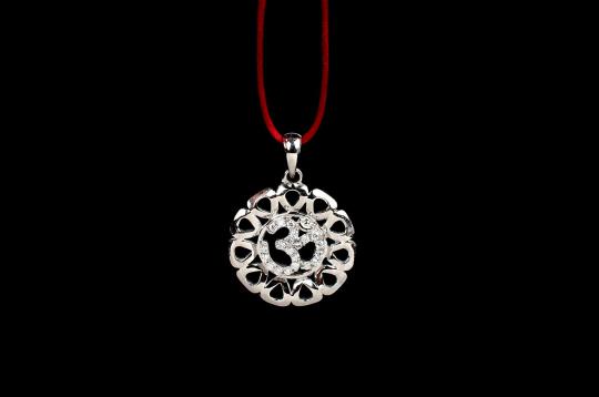Om Locket in Pure Silver with stonework - III