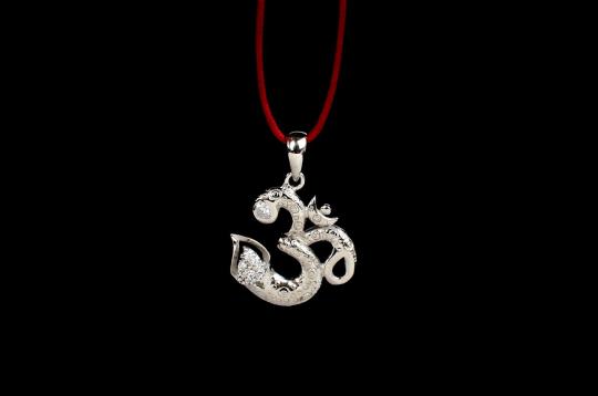 Om Locket in Pure Silver with stonework - IV