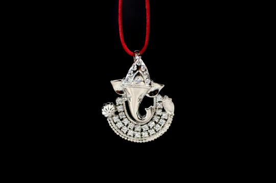 Ganesha Locket in Pure Silver with stonework