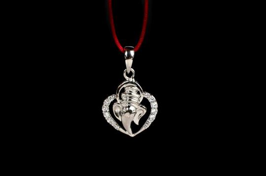 Ganesha Locket in Pure Silver with stonework - II