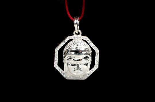 Buddha Locket in pure silver with stonework