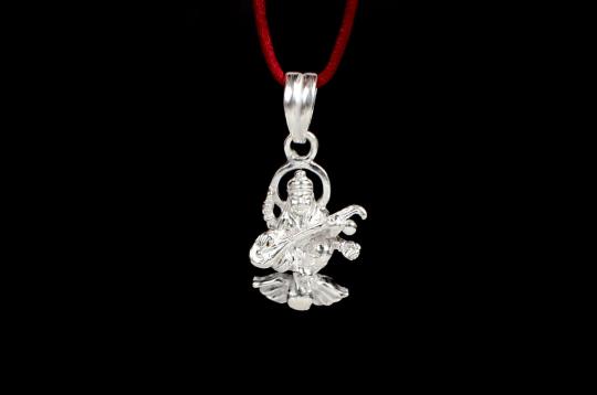 Saraswati Locket in Pure Silver - V