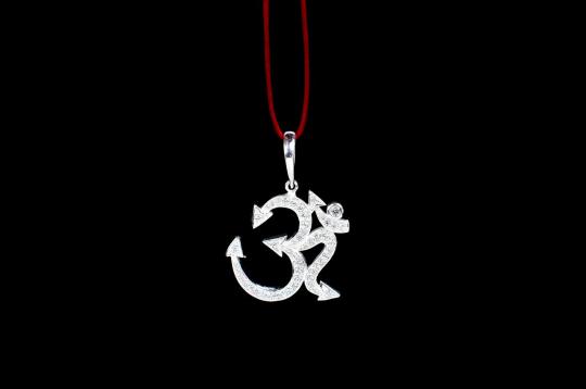 Om Locket in Pure Silver with stonework - VI