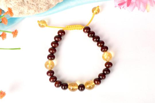 Red Sandalwood and Yellow Citrine Bracelet