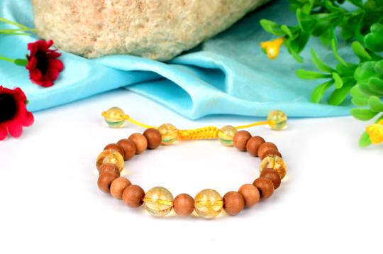 White Sandalwood and Yellow Citrine Bracelet