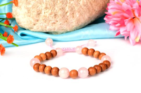 White Sandalwood and Rose Quartz Bracelet