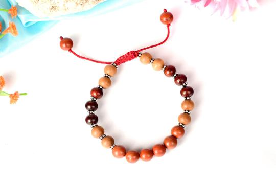 Red Jade and Sandalwood Bracelet