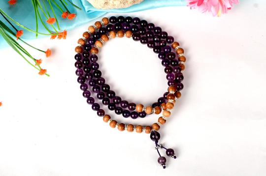 Amethyst and Sandalwood Mala