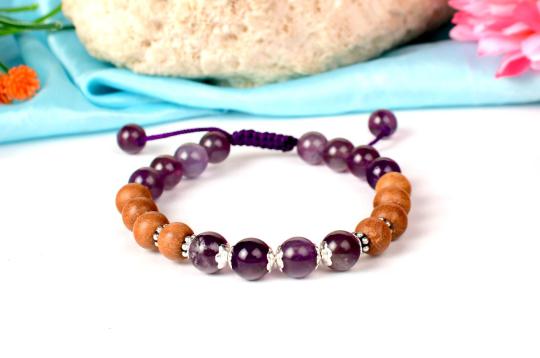 Amethyst and Sandalwood Bracelet