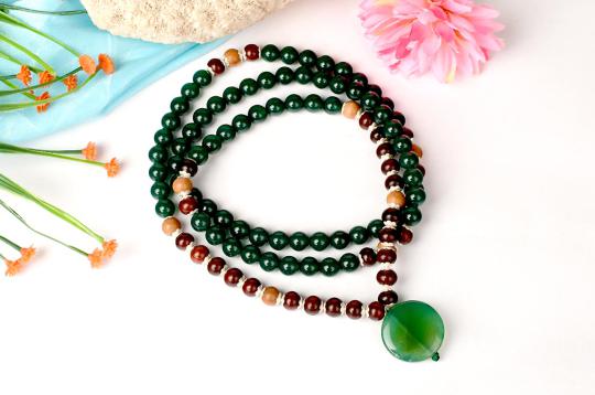 Green Onyx and Sandalwood Mala - I