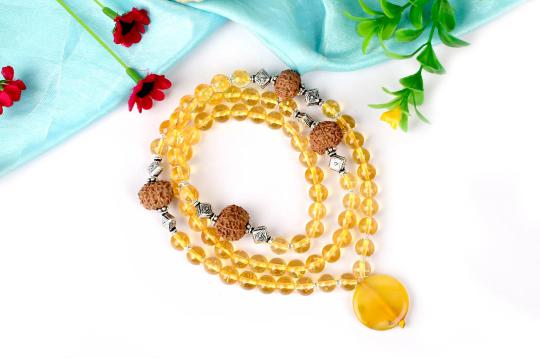 12 mukhi Rudraksha and Yellow citrine mala