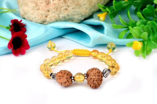 12 mukhi Rudraksha and Yellow citrine bracelet