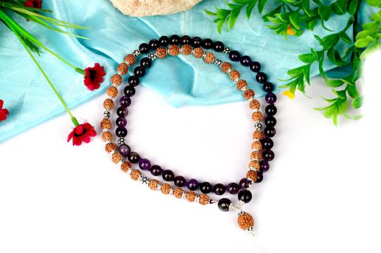 9 mukhi Rudraksha and Amethyst mala - II