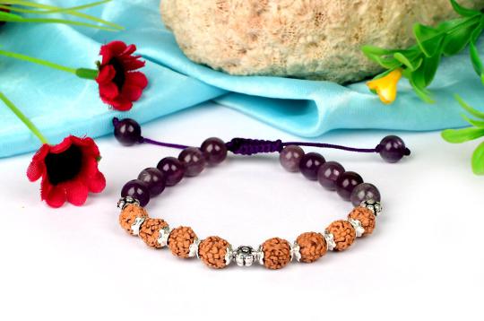 9 mukhi Rudraksha and Amethyst bracelet - III
