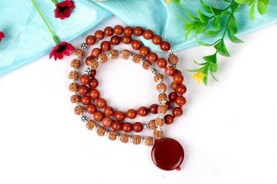 6 mukhi Rudraksha and Red Jasper mala