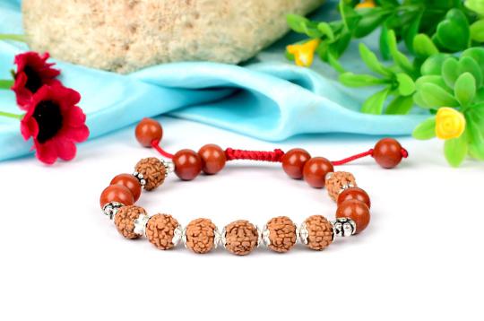 6 mukhi Rudraksha and Red jasper bracelet