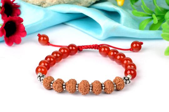 8 mukhi Rudraksha and Red Carnelian bracelet