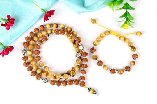 8 mukhi Rudraksha and Cats eye Mala and Bracelet set
