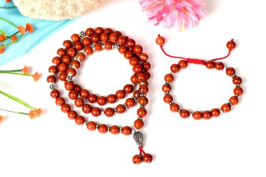 Red Jasper Mala and Bracelet set