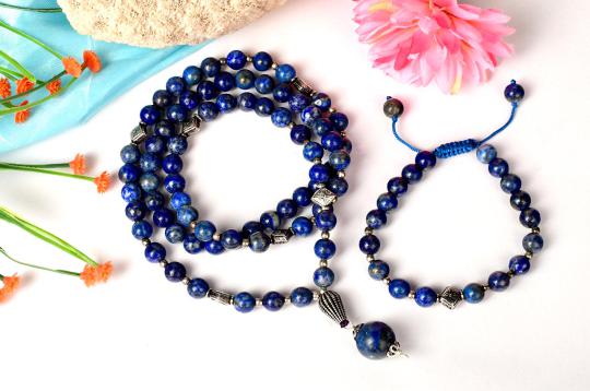 Lapis Lazuli Mala and Bracelet set