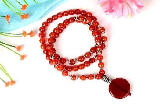 Orange Carnelian Faceted Mala