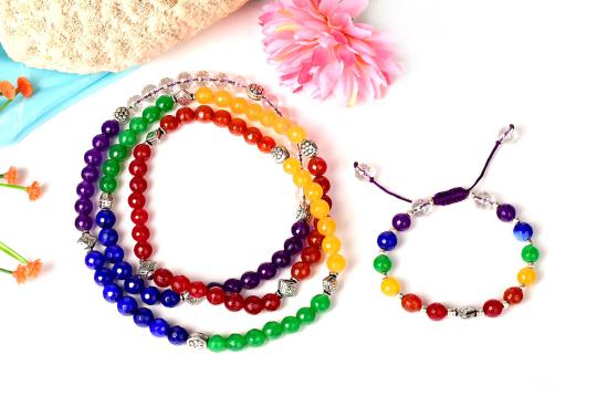 Seven Chakra Gemstone Mala and Bracelet set