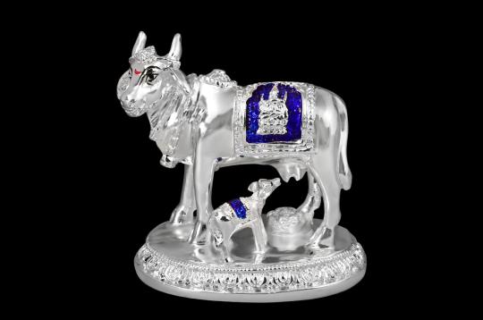 Cow with calf in silver coating - II
