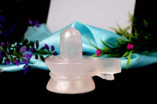 Rose Quartz Shivling with snake - 242 gms