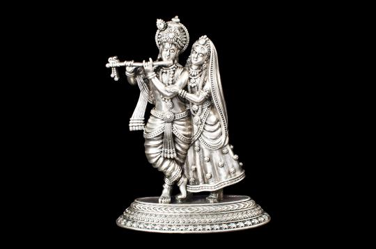 Radha Krishna Idol in silver