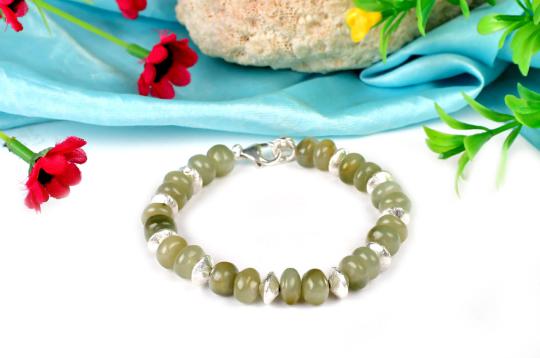 Cats Eye Bracelet in Silver - Elliptical Beads