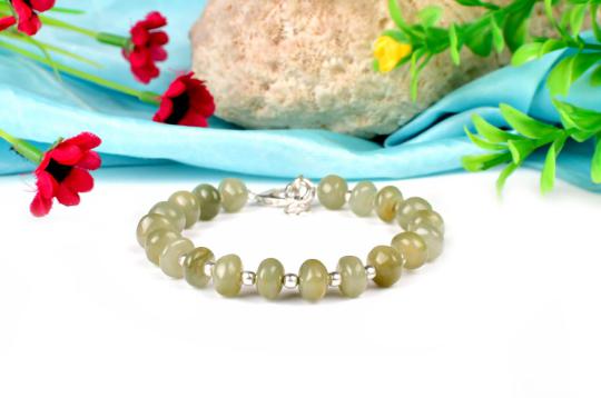 Cats Eye Bracelet in Silver - Elliptical Beads - I