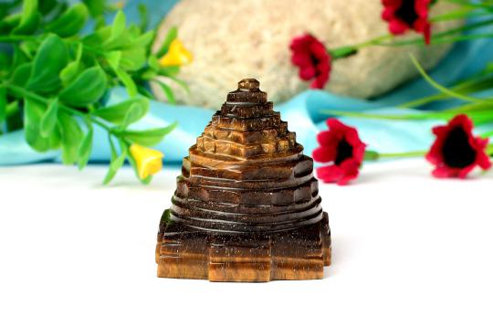 Shree Yantra in Tiger Eye Stone - 80 gms