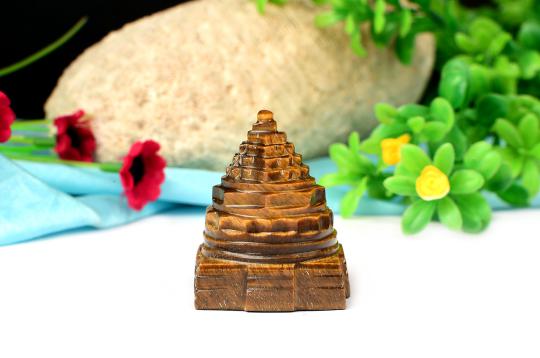 Shree Yantra in Tiger Eye Stone - 78 gms - I