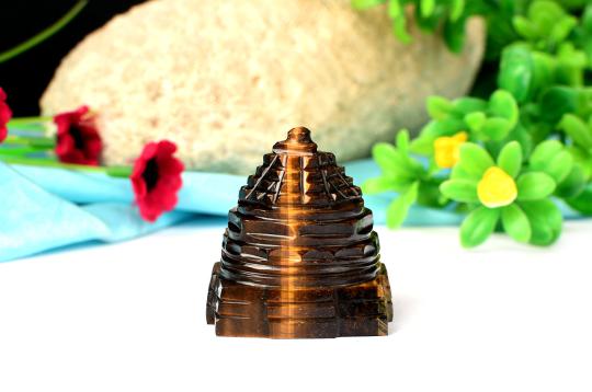 Shree Yantra in Tiger Eye Stone - 77 gms