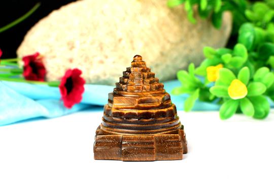 Shree Yantra in Tiger Eye Stone - 74 gms - I