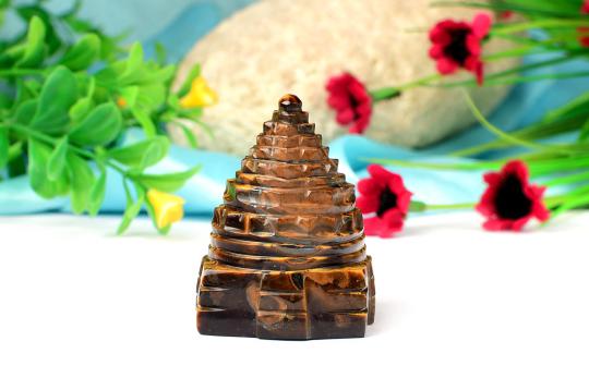 Shree Yantra in Tiger Eye Stone - 74 gms - II