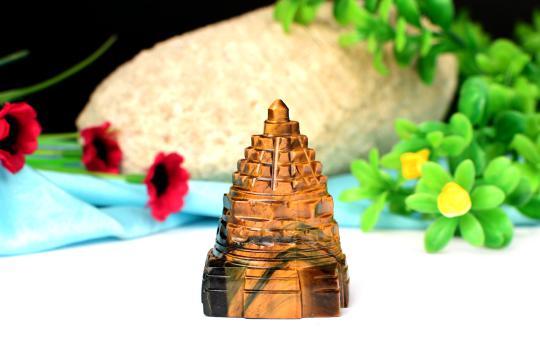 Shree Yantra in Tiger Eye Stone - 73 gms